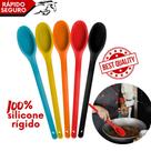Colher de Silicone Grande Cabo Longo Comprido Resistente 30cm Colorida