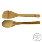 Colher e Espátula Bambu 30cm Utensílio 2 peças