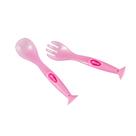 Colher e Garfo Infantil com Ventosa Rosa Silicone