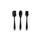 Colher Espatula e Pincel Silicone Preto Confeitaria 3un