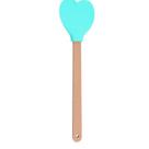 Colher Espatula Utensilio Silicone Coração Cabo De Madeira Cozinha Decoração