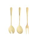Colher Garfo Trinchante Dourado Aço Inox Utensilios 3un