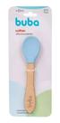 Colher Infantil Bebê Em Silicone E Bambu Buba - Azul