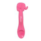 Colher Infantil Rosa com Cabo de Silicone Clingo Leão