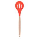 Colher vazada de silicone com cabo de madeira 31,5cm