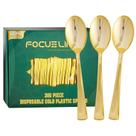 Colheres de plástico descartáveis FOCUSLINE, pacote 300, 17,3 cm, douradas