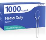 Colheres de plástico SACATR 1000 Count Clear Heavy Duty, sem BPA