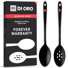 Colheres de silicone di Oro Cooking Mixing, servindo 600 F, 2 unidades, pretas
