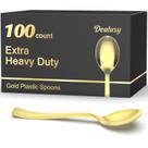 Colheres descartáveis Dealusy Heavy Duty Gold 100 unidades