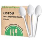 Colheres descartáveis Kistou 150 unidades compostáveis biodegradáveis