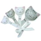 Colheres Medidoras de Gato - Conjunto Fofo com Fita - Acessórios de Cozinha com Tema de Gato para Utensílios de Confeitaria - Conjunto de Colheres Medidoras de Cerâmica - Itens de Cozinha Temáticos - Presentes para Mulheres (Conjunto com 5)