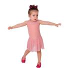 Collant Sofi Saia Tule Coração Brilho Rosa Rose
