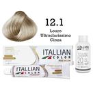 Coloração 12.1 Louro Ultraclaríssimo Cinza + Oxi 20 Vol Itallian Color