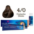 Coloração 4.0 Castanho Médio Color Perfect Oxi Welloxon 20 Vol Wella
