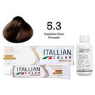 Coloração 5.3 Castanho Claro Dourado + Oxi 06 Volumes 90ml Itallian Color
