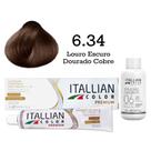 Coloração 6.34 Louro Escuro Dourado Cobre Oxi 06 Volumes 90ml Itallian Color Coloração 6.34 Louro Escuro Dourado Cobre Oxi 06 Volumes 90ml Itallian Color