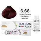 Coloração 6.66 Louro Escuro Vermelho Intenso + Oxi 20 Vol Itallian Color