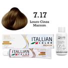 Coloração 7.17 Louro Cinza Marrom Oxi 06 Volumes 90ml Itallian Color