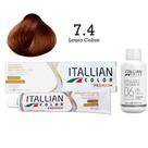 Coloração 7.4 Louro Cobre + Oxi 06 Volumes 90ml Itallian Color
