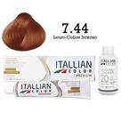 Coloração 7.44 Louro Cobre Intenso + Oxi 20 Vol Itallian Color