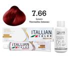 Coloração 7.66 Louro Vermelho Intenso + Oxi 06 Volumes 90ml Itallian Color
