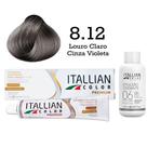 Coloração 8.12 Louro Claro Cinza Violeta Oxi 06 Volumes 90ml Itallian Color