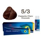 Coloração Color Perfect 5.3 Castanho Claro Dourado Oxidante Welloxon 20 Volumes Wella