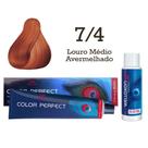 Coloração Color Perfect 7.4 Louro Médio Avermelhado Emulsão Oxi 30 Welloxon Wella