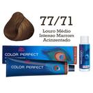Coloração Color Perfect 77.71 Louro Médio Intenso Marrom Acinzentado Emulsão Oxi 30 Welloxon Wella
