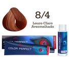 Coloração Color Perfect 8.4 Louro Claro Avermelhado Emulsão Oxi 30 Welloxon Wella
