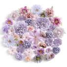 Combinação de cabeças de flores artificiais Purple Flowers Mix Silk x48