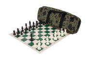 Combinação de conjuntos de xadrez de luxo - com peso triplo - da Federação Americana de Xadrez (Jungle Camo) Combinação de conjuntos de xadrez de luxo - com peso triplo - da Federação Americana de Xadrez (Jungle Camo)