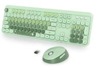 Combinação de teclado e mouse sem fio Fogruaden Green Retro