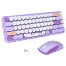 Combinação de teclado e mouse sem fio FOPETT Cute 68 Keys Purple