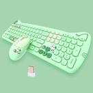 Combinação de teclado e mouse sem fio Lomiluskr Cute Cat Green