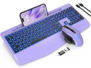 Combinação de teclado e mouse sem fio SABLUTE Recarregável Roxo