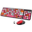 Combinação de teclado e mouse sem fio, teclado sem fio de máquina de escrever retrô com teclas redondas, mouse de teclado sem fio USB fofo de 2,4 GHz para computador, desktop, laptop e computador (preto e colorido)
