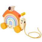 Combinação e empilhamento de cores de madeira Pull Toy Rainbow Snail