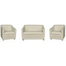 Combo 01 Namoradeira mais 02 Poltrona Decorativa Tilla Pés Cromados Suede Bege - DS Estofados