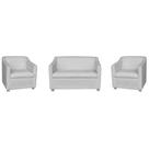 Combo 01 Namoradeira mais 02 Poltrona Decorativa Tilla Pés Cromados Suede Branco - DS Estofados