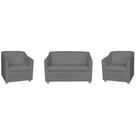 Combo 01 Namoradeira mais 02 Poltrona Decorativa Tilla Pés Cromados Suede Cinza - DS Estofados