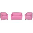 Combo 01 Namoradeira mais 02 Poltrona Decorativa Tilla Pés Cromados Suede Rosa - DS Estofados