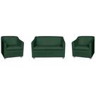 Combo 01 Namoradeira mais 02 Poltrona Decorativa Tilla Pés Cromados Suede Verde - DS Estofados