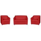 Combo 01 Namoradeira mais 02 Poltrona Decorativa Tilla Pés Cromados Suede Vermelho - DS Estofados