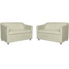 Combo 02 Namoradeira Decorativa Tilla Pés Cromados Suede Bege - DS Estofados