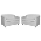 Combo 02 Namoradeira Decorativa Tilla Pés Cromados Suede Branco - DS Estofados