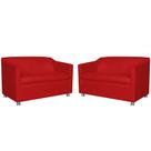 Combo 02 Namoradeira Decorativa Tilla Pés Cromados Suede Vermelho - DS Estofados