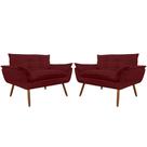 Combo 02 Namoradeira Poltrona Sofá decorativa 02 Lugares Opalla Pés Palito Bordô - DS Estofados