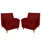 Combo 02 Poltrona Decorativa Munique Pés Trapézio Suede Bordô - DS Estofados