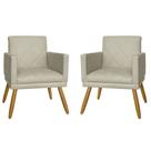 Combo 02 Poltrona Decorativa Pés Palito Nina Estilo Matelassê Bege - DS Estofados